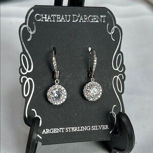 Sterling Silver & Cubic Zirconia Halo Drop Earrings 925